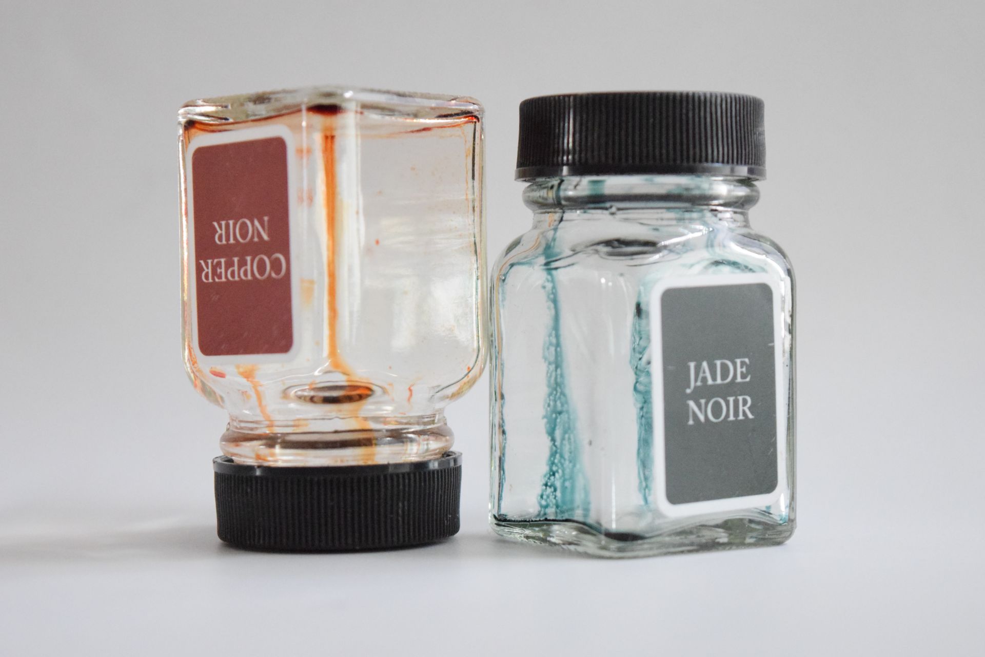 Empty ink bottles